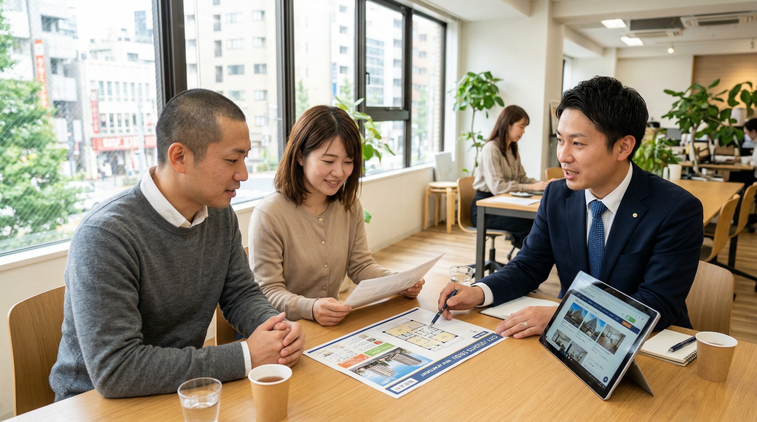 不動産エージェントが買取相場を説明している